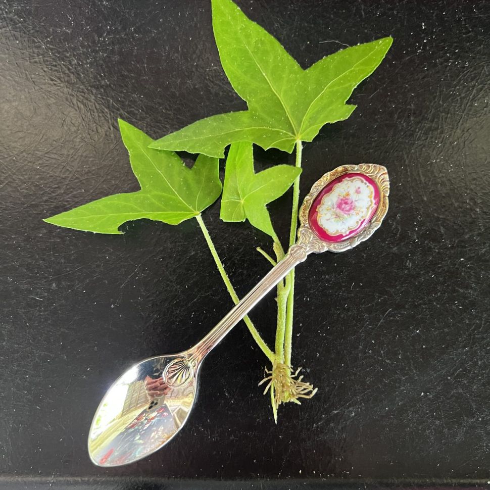 Ложка кофейная Роза 13 см сталь эмаль