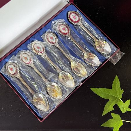 Ложка кофейная Роза 13 см сталь эмаль