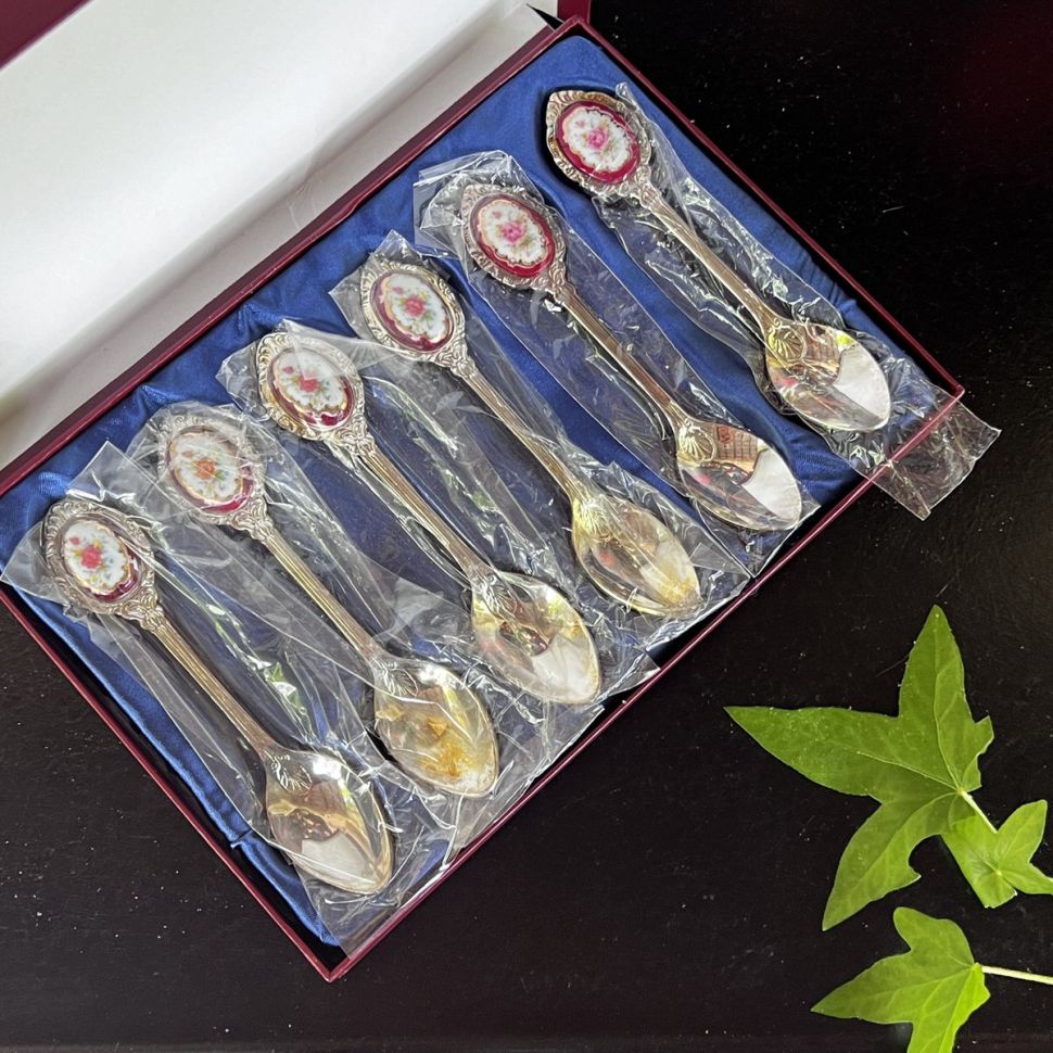 Ложка кофейная Роза 13 см сталь эмаль