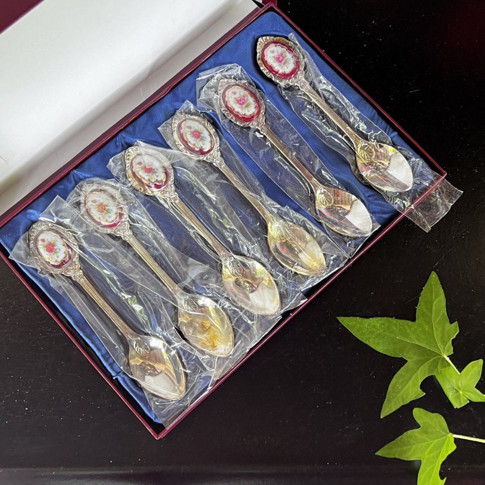 Ложка кофейная Роза 13 см сталь эмаль