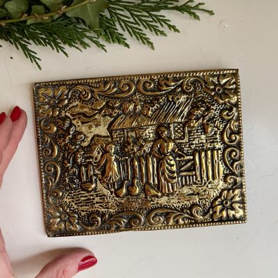 Картина чеканка Деревня 11х15 см лаунь