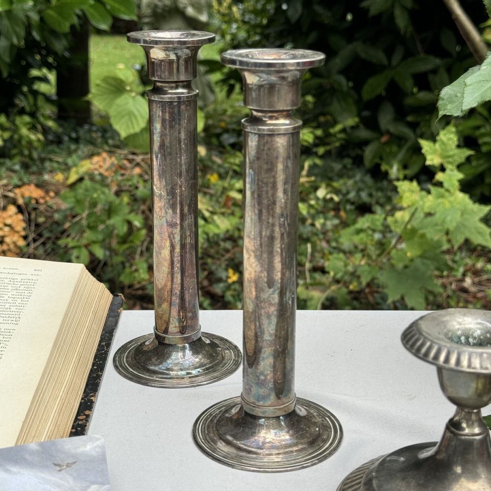 Подсвечник Колонна 20 см мельхиор патина