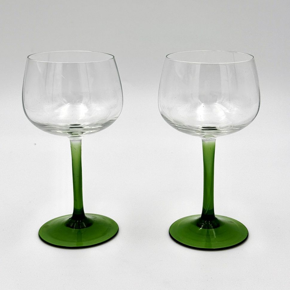 Бокал на тонкой зеленой ножке 200 мл хрусталь