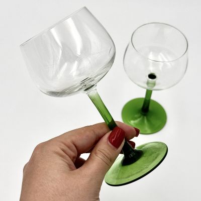 Бокал на тонкой зеленой ножке 200 мл хрусталь