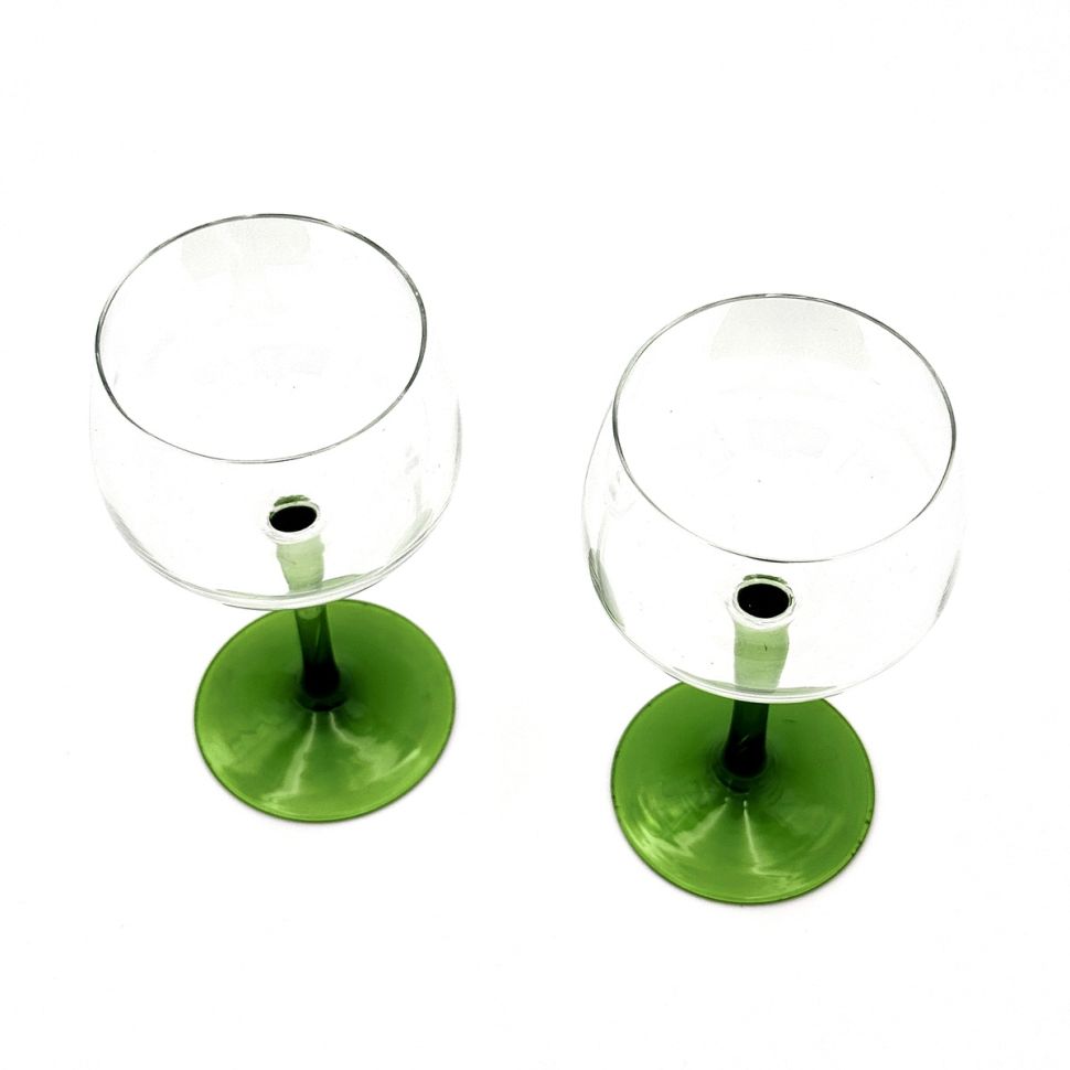 Бокал на тонкой зеленой ножке 200 мл хрусталь