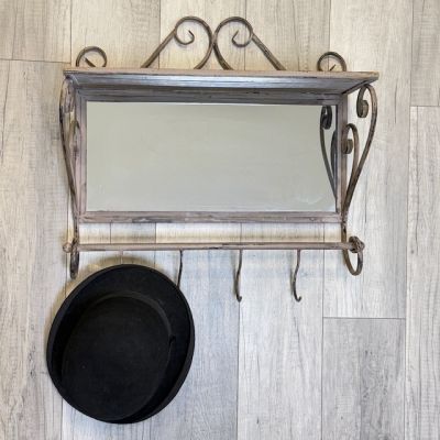 Полка вешалка настенная с зеркалом 52 см