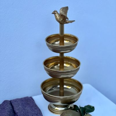 Этажерка менажница Голубь Франция латунь позолота 37 см