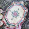 Поднос флорентийский с ручками 51 см красно-зеленый с золотом дерево 