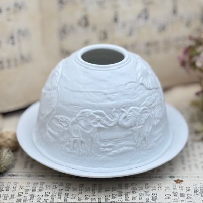 Подсвечник клош Hellmann Versand Starlight Слоны 12 см бисквитный фарфор Германия 