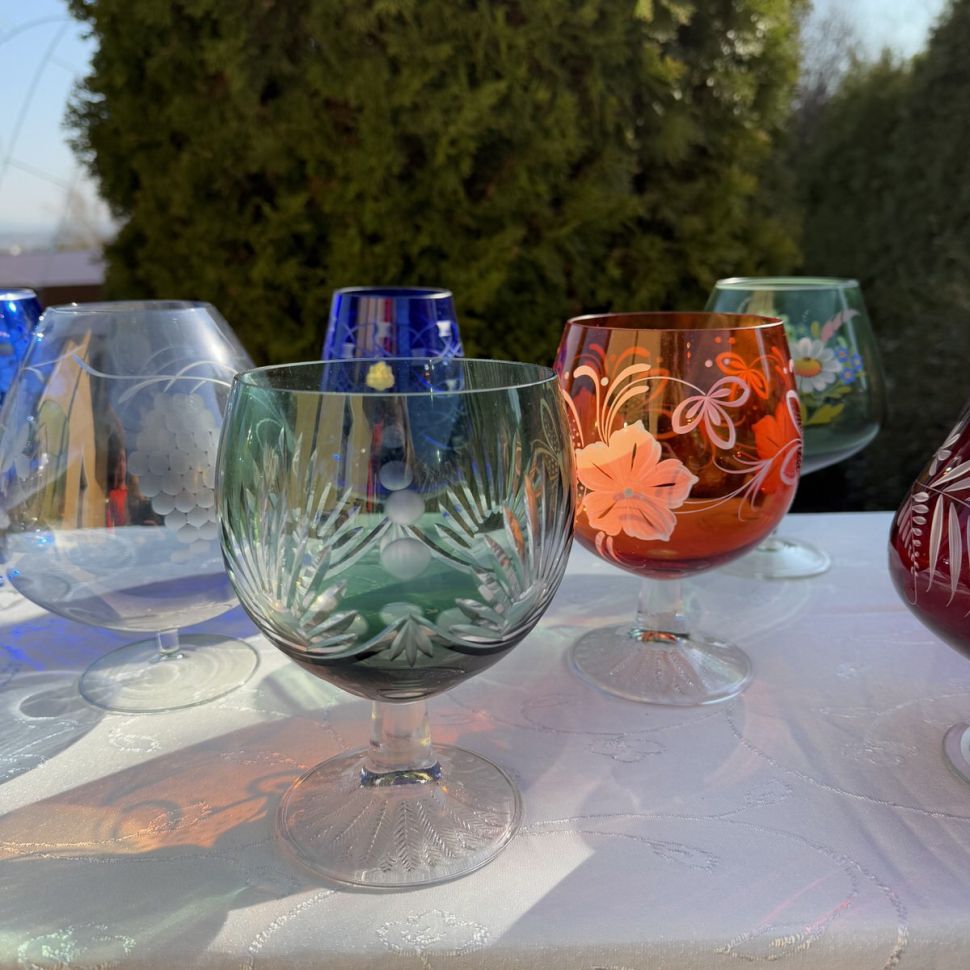 Ваза бокал оранжевый 1 л накладной хрусталь Германия