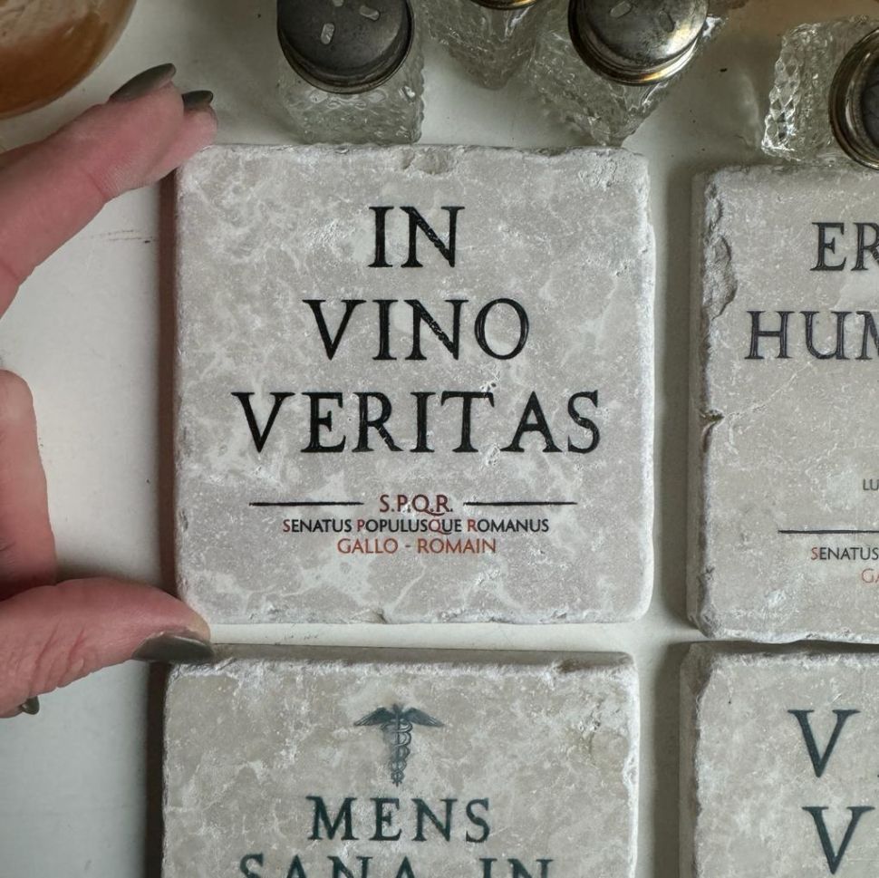 Плитка Изречение Цезаря 10х10 см мрамор Италия