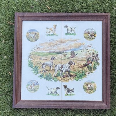 Панно из изразцов в деревянной раме 35х35 см 