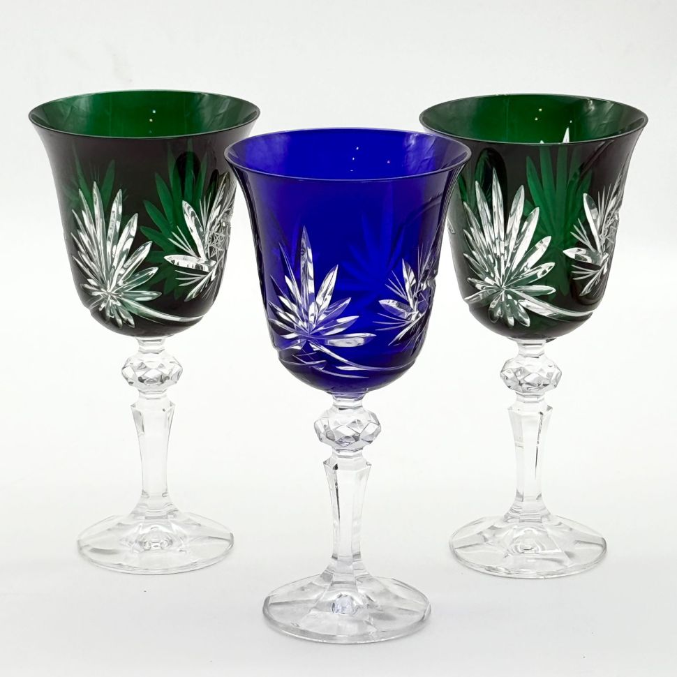 Бокал тюльпан набор 3 шт. 280 мл цветной хрусталь Чехия