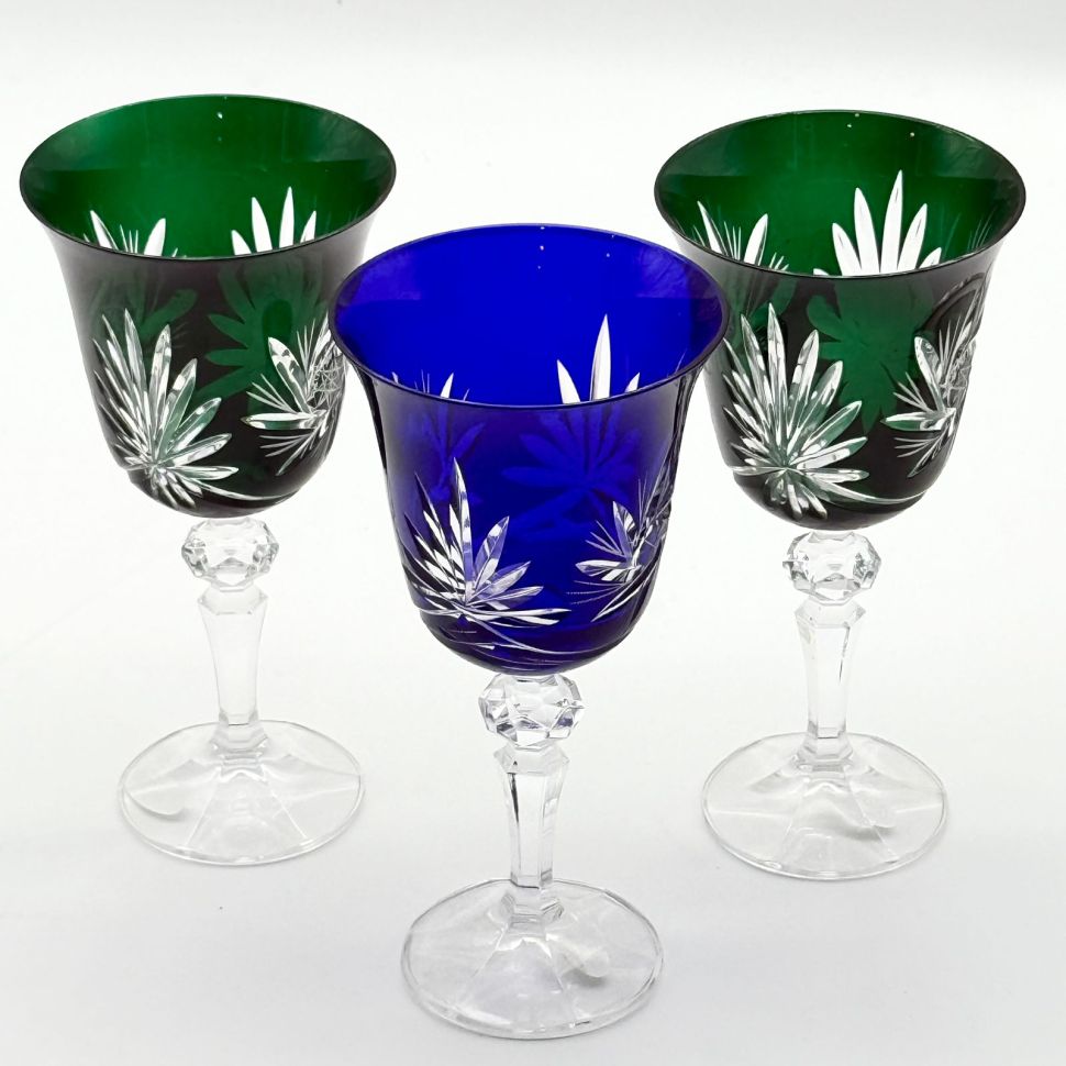 Бокал тюльпан набор 3 шт. 280 мл цветной хрусталь Чехия