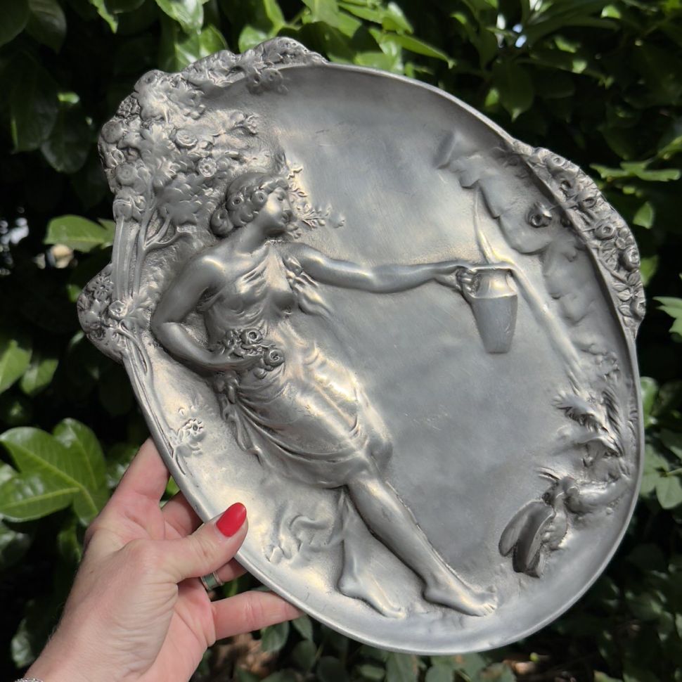 Блюдо подвес Арнуво 35 см олово Франция