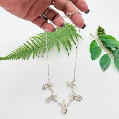 Колье Орхидея 42 см серебро