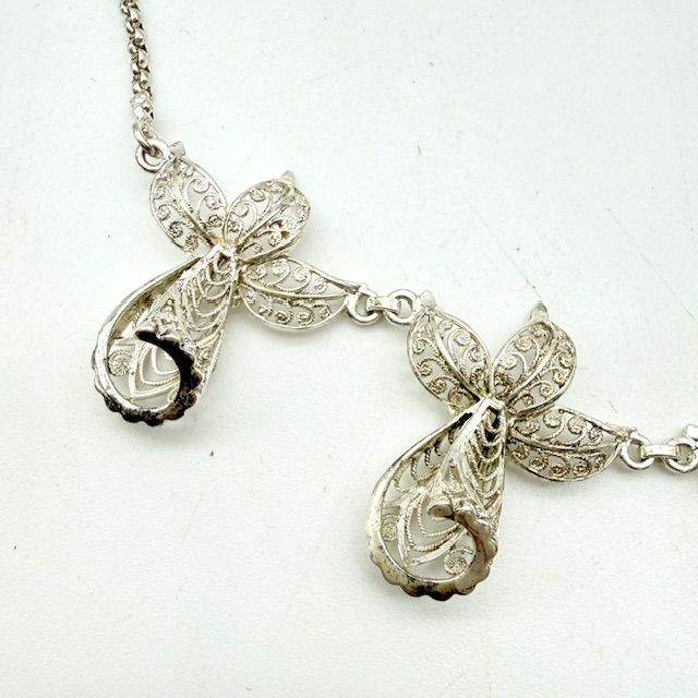 Колье Орхидея 42 см серебро