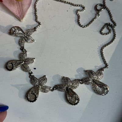 Колье Орхидея 42 см серебро