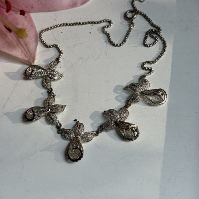 Колье Орхидея 42 см серебро