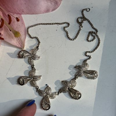 Колье Орхидея 42 см серебро