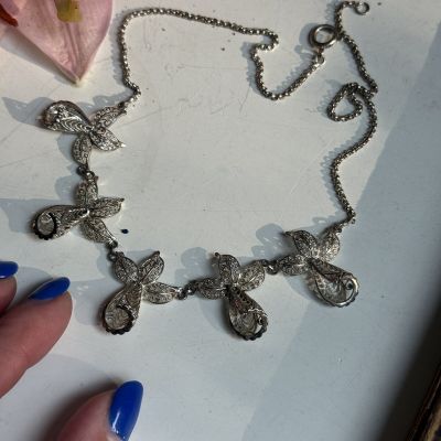 Колье Орхидея 42 см серебро