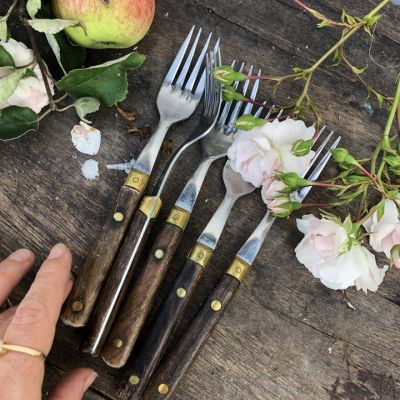 Вилка столовая 19,5 см с деревянной ручкой сталь