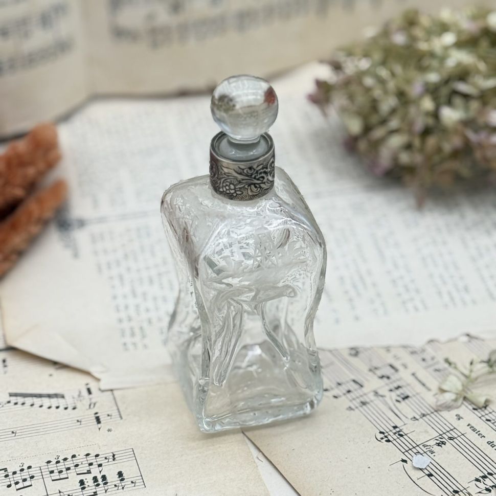 Флакон для одеколона 0,1 л хрусталь  серебро Франция 