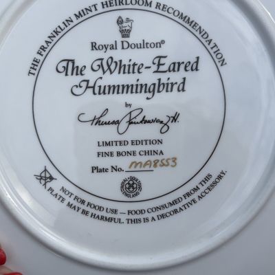 Тарелка Franklin Mint Royal Doulton Белоухий колибри 21 см фарфор Англия