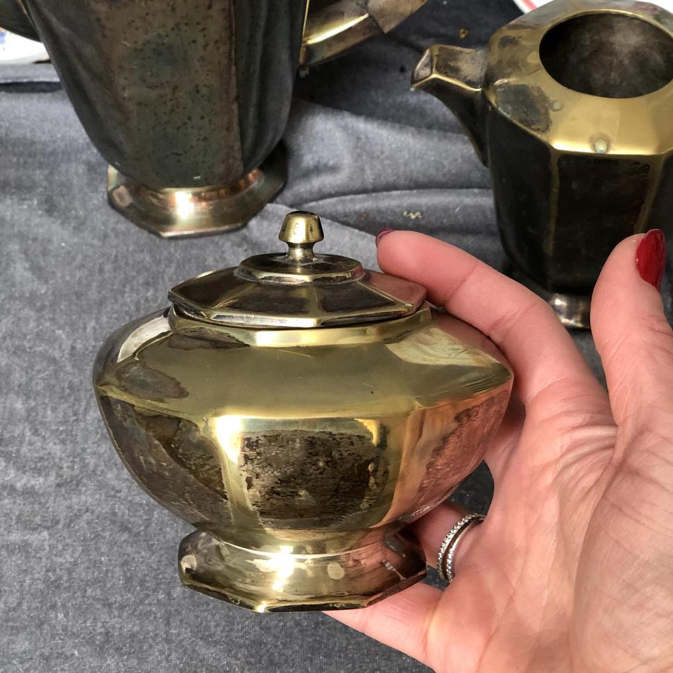 Сахарница 8 граней латунь серебрение