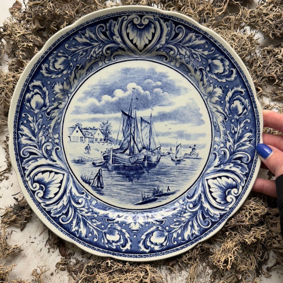Тарелка Delfts by Boch 25 см керамика Голландия 120 лет