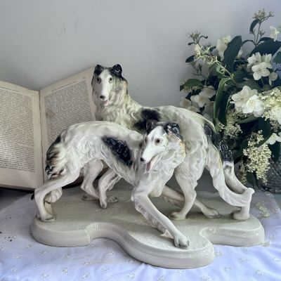 Скульптура 1950 гг Русские борзые Gortendorf 37 см фаянс Германия