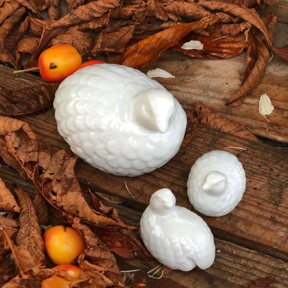 Статуэтка Перепелка с птенцами фарфор набор 3 шт.