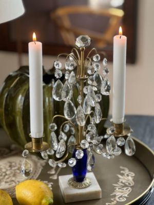 Подсвечник Жирандоль 31 см латунь хрусталь на мраморном основании