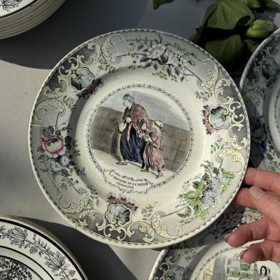 Тарелка Creil et Montereau 21 см Говорящая тарелка фарфор Франция уценка