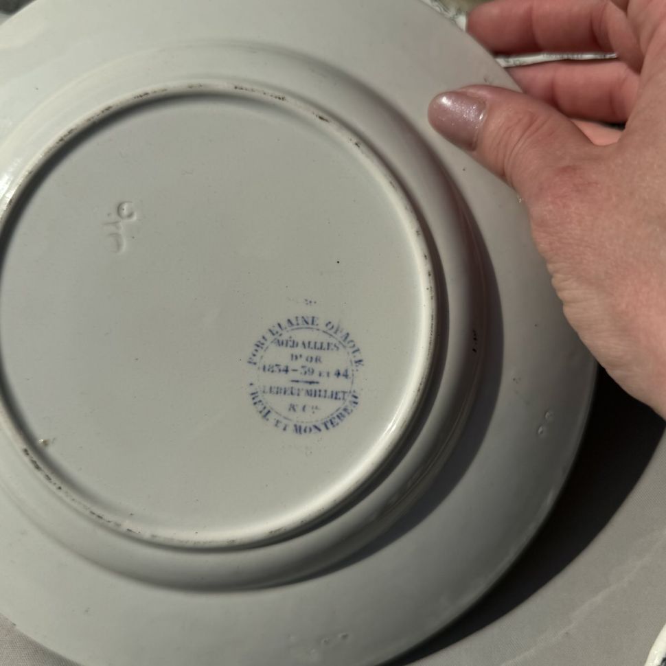 Тарелка Creil et Montereau 21 см Говорящая тарелка фарфор Франция уценка