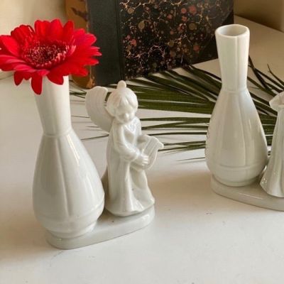 Ваза дизайнерская 13 см Ангел с арфой керамика