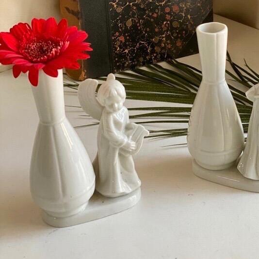 Ваза дизайнерская 13 см Ангел с арфой керамика