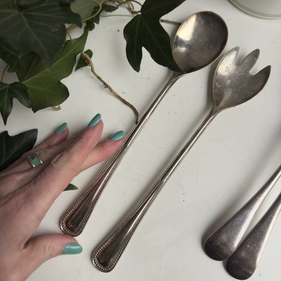 Ложка и вилка салатные набор EP Zink серебрение Италия