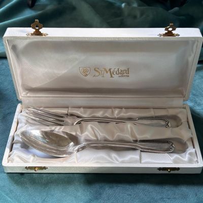 Вилка ложка St Medard серебрение Франция набор 2 шт.