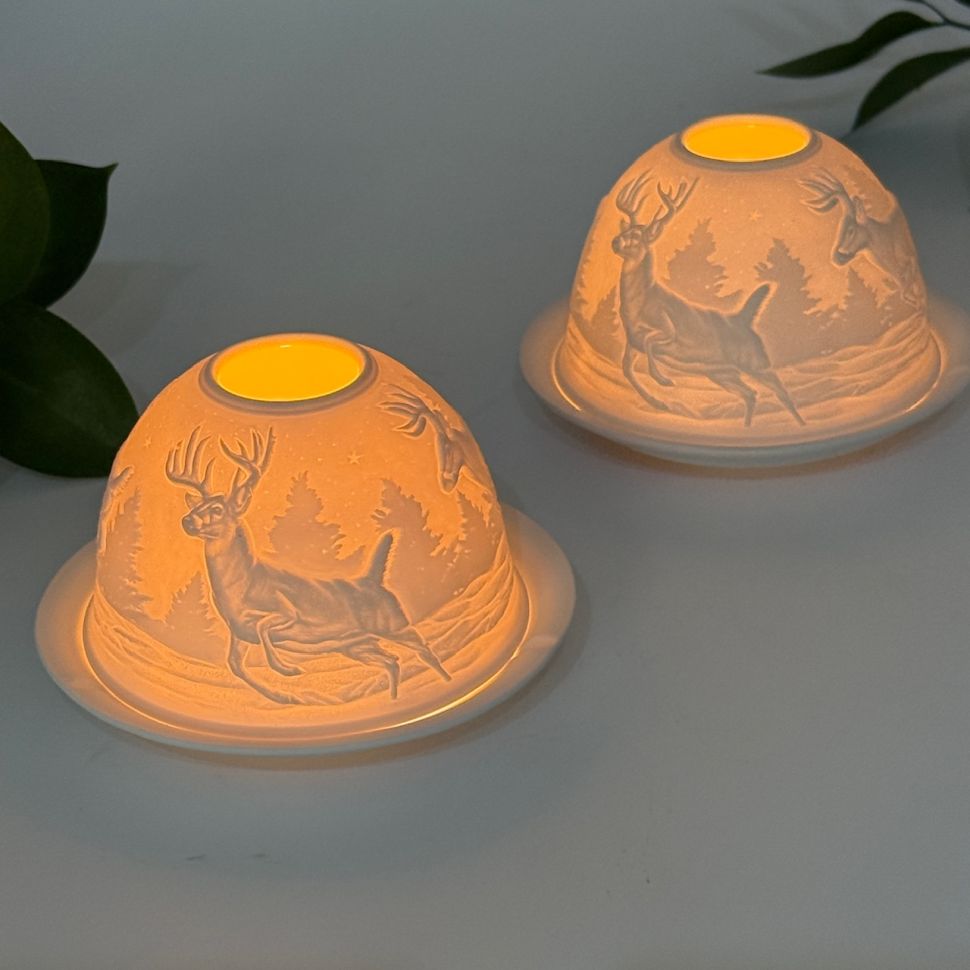 Подсвечник клош Олени 12 см бисквитный фарфор Германия