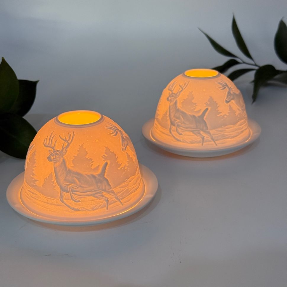 Подсвечник клош Олени 12 см бисквитный фарфор Германия