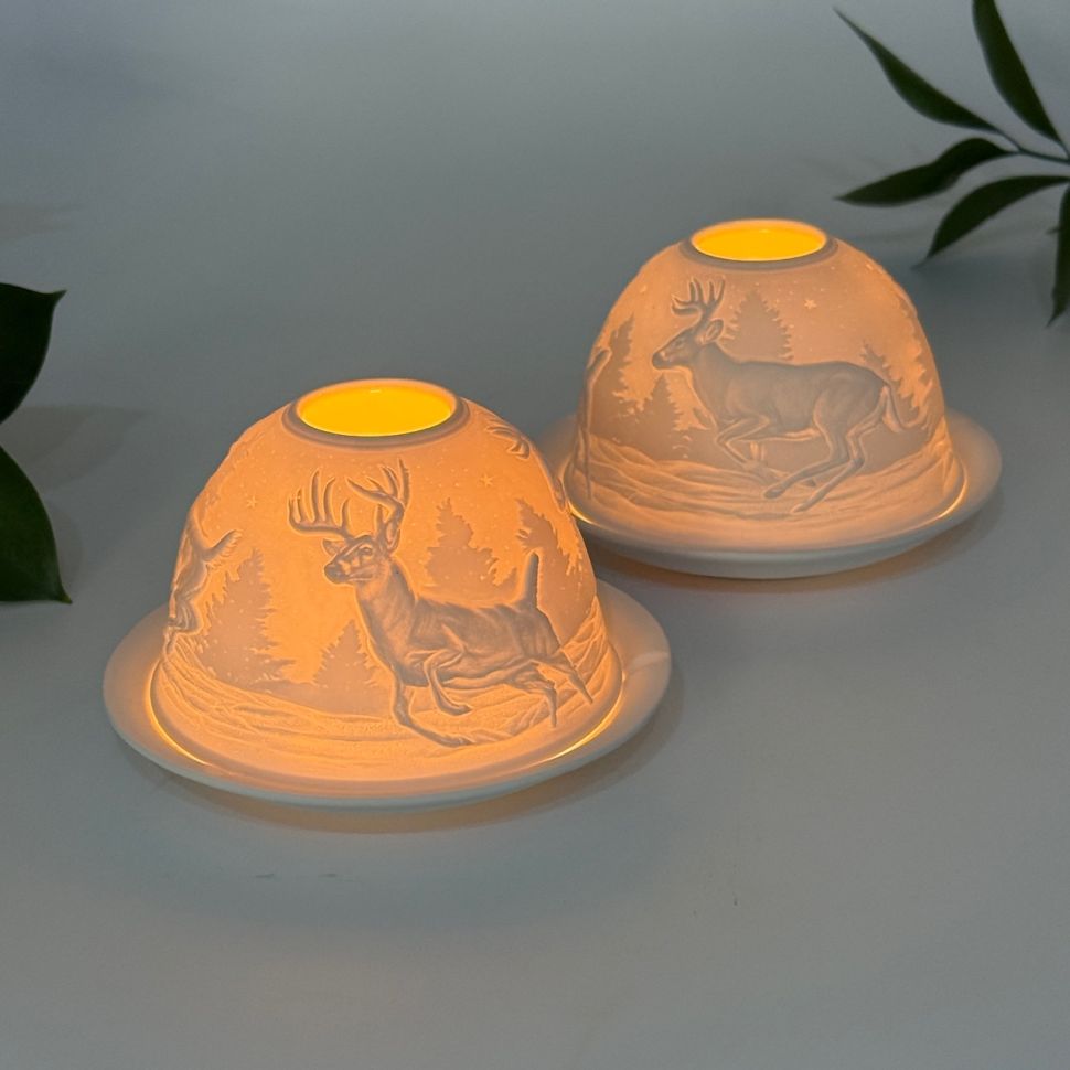 Подсвечник клош Олени 12 см бисквитный фарфор Германия