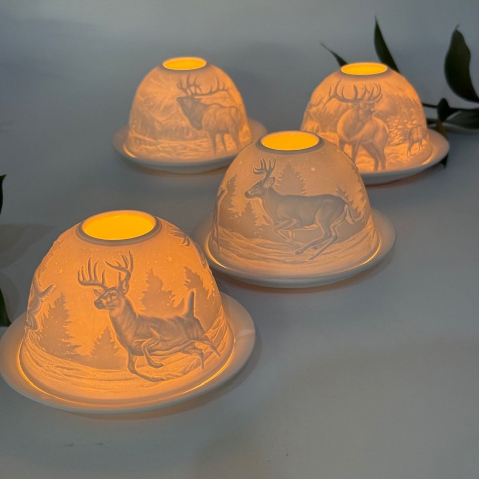 Подсвечник клош Олени 12 см бисквитный фарфор Германия