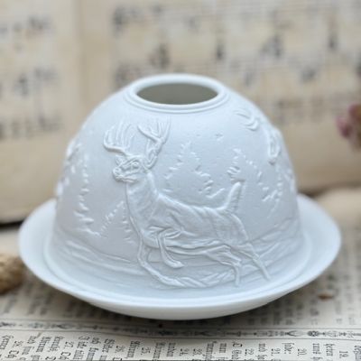 Подсвечник клош Олени 12 см бисквитный фарфор Германия