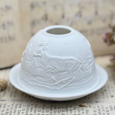 Подсвечник клош Олени 12 см бисквитный фарфор Германия