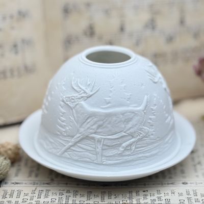 Подсвечник клош Олени 12 см бисквитный фарфор Германия