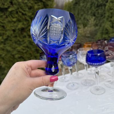 Бокал большой синий 0,5 л накладной хрусталь Германия