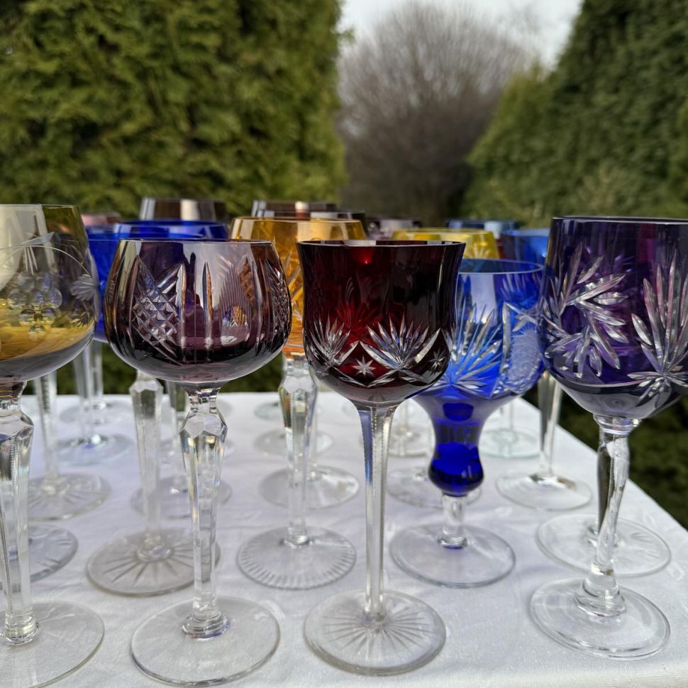 Бокал большой синий 0,5 л накладной хрусталь Германия