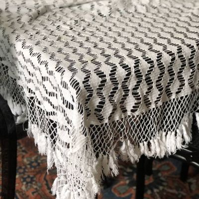 Скатерть белая 190х110 см вязаная ручная работа