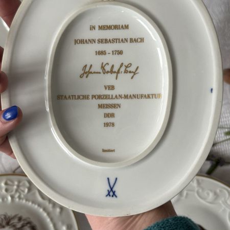 Панно памятное Meissen Bach 17 см 1978 г. фарфор